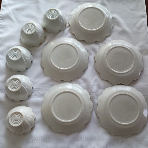 Set of 5 Vintage Anchor Hocking Fire King Lotus Leaf and Blossom Sets - Picture 3 of 10